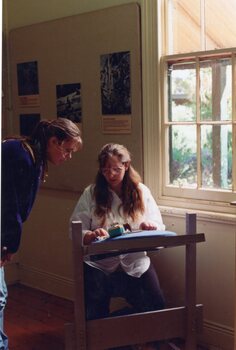 a colour photograph of lacemaking