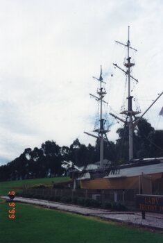 Photograph of a display replica ship