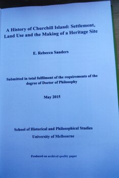 Photograph of the title page of a PhD thesis