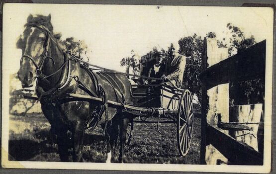 Photograph of people on a horse drawn cart