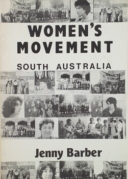 Black and white photographs of women or groups of women laid out in squares. Black text on white background across the top 
