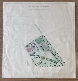 Hand coloured plan of proposed improvements to Edwards Park