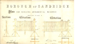 39 - Design of fencing for ornamental reserve (railway reserve) in Station Place North, 1879