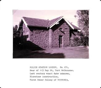 Photograph - Police Station lockup, rear of 113 Bay Street, Port Melbourne, Arthur Rowan, 1985