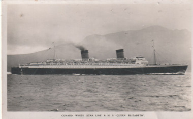 Postcard - QEI, ocean liner, 1936 - 1948