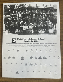Photograph - Grade 1b, Nott Street School, 1958
