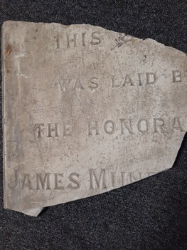 348 - Partial 1890 foundation stone, Temperance Hall, Port Melbourne