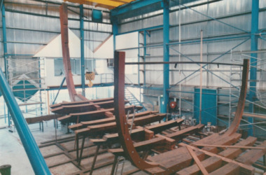 Photograph - Construction of the Replica Endeavour, Fremantle, WA, Pat Grainger, Dec 1988