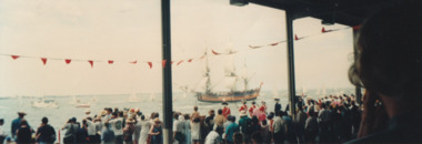 Photograph - Panorama of Replica Endeavour and Alma Doepel at Station Pier, Pat Grainger, Dec 1995