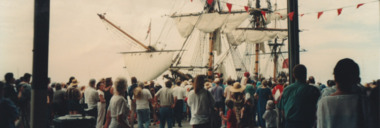 Photograph - Panorama of Replica Endeavour berthed at Station Pier, Pat Grainger, Dec 1995
