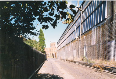 Photograph - Laneway off Swallow Street, rear of Missions to Seamen, Port Melbourne, Alison Kelly, 1990