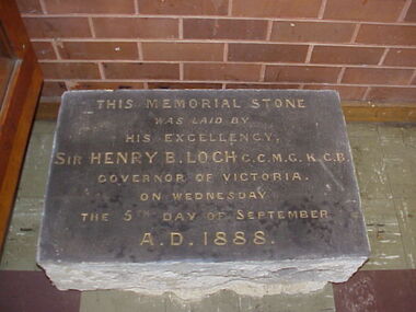 469.01 - Memorial stone from the original Victorian Seaman's Institute at corner Beach and Nott Sts, Port Melbourne