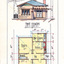 Front elevation and floor plan for a house.