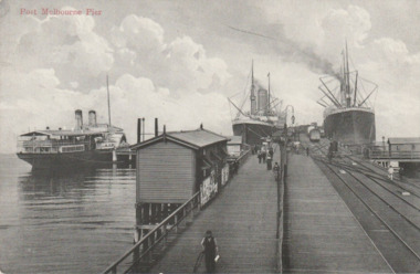 Postcard - Railway Pier, Port Melbourne, Port Melbourne Pier, c. 1900