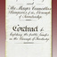 Front of a folded handwritten contract.