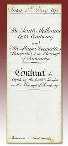 Front of a folded handwritten contract.