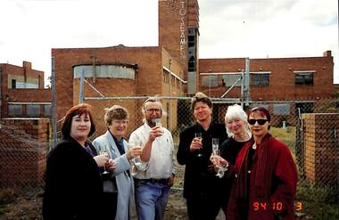 Photograph - Champagne celebration on recommendation of Missions to Seamen building to the Victorian Heritage Register, Port Melbourne, 3 Oct 1994