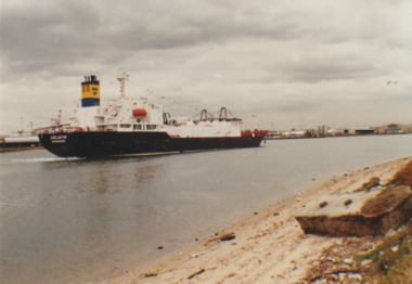 Photograph - Cement ship, Goliath, in Yarra River on first voyage to Melbourne, 1990s