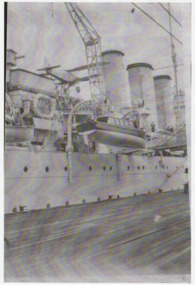Photograph - Possibly HMS Sussex laying at Princes Pier, Port Melbourne, 1934