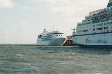 Photograph - Silver Cloud and Spirit of Tasmania, Station Pier, Port Melbourne, Ted Kobelt, 7 Feb 1999