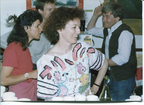 1073.21 - Group at exhibition at Mission Arts Centre including Alison Kelly (foreground, centre) and Jim Hillis (right)