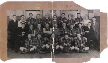 Photograph - Prince Alfred Hotel football team, Lagoon Reserve, Port Melbourne, 1950s