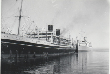 Photograph - Chitral (inner west) and Orion (outer west), Station Pier, Port Melbourne, Glen Stuart, c. 1950