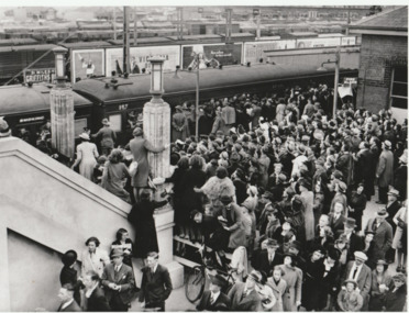 Photograph - Troop train, Port Melbourne Railway Station, c. 1940