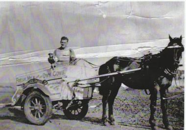 Photograph - Claude BUTCHER in Seaside Dairy delivery cart, c.1945