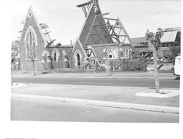 Photograph - Demolition of Methodist Church, corner Graham and Nott Streets, Douglas Smallpage, 1970s