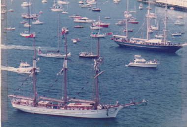 Photograph - Alma Doepel and Leeuwin II, Tall ships Bicentenary re-enactment, 1988
