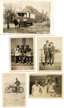 A selection of five photographs showing various people.