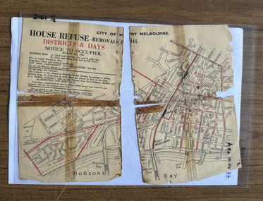 Document - Handbill, Port Melbourne refuse collection schedule, 1941