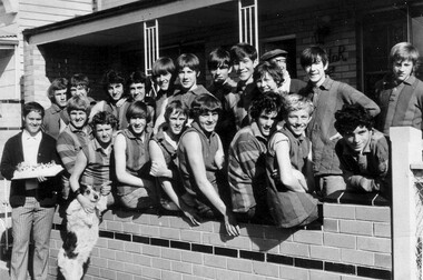 2276 - Port Melbourne Under 15s Premiers, 1971, on a front verandah with Coach Kelvin Leadingham