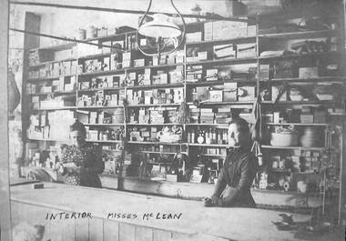 Photograph - The Misses McLean at the counter, Bay Street, Port Melbourne, 1912