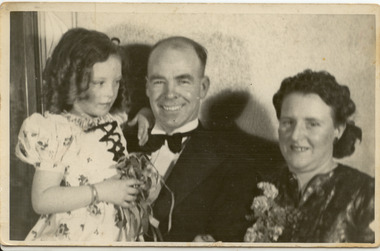 2302 - William and Alice Hegarty and daughter Barbara at a ball in early 1940s