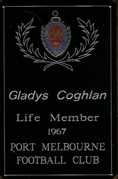 2311 - Photo of a life membership certificate awarded to Gladys Coghlan by the Port Melbourne Football Club in 1967