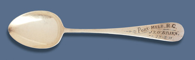 Teaspoon engraved on the handle.