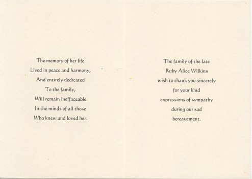 2437.02 - Inside of memorial card for Ruby Alice Wilkins (nee Turner)