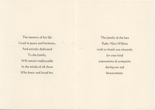 2437.02 - Inside of memorial card for Ruby Alice Wilkins (nee Turner)
