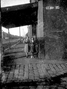 Photograph - Violet Wood and Jean barnett, corner Bay and Little Bay Streets, Port Melbourne, 1938