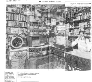 2810 - Article from The Age, 5 December 2009 featuring a photograph of Benjamin Bolton's shop