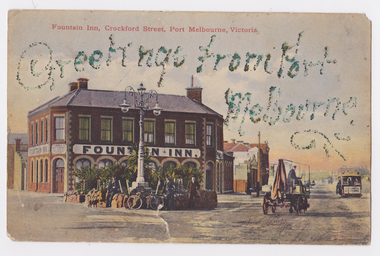 Postcard - Fountain Inn, Port Melbourne, WTP Post Card, Fountain Inn, Crockford Street, Port Melbourne, Victoria, 1892