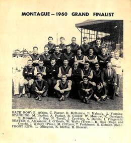 Photograph - Montague Football Club, Grand Final team, 1960