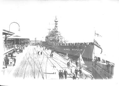 Photograph - HMS Repulse, outer west Princes Pier, Port Melbourne, C W Ward, Mar 1924