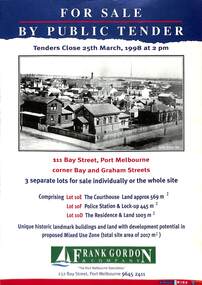 Flyer - Port Melbourne Courthouse, Frank Gordon and Co, For Sale by Public tender, 1998