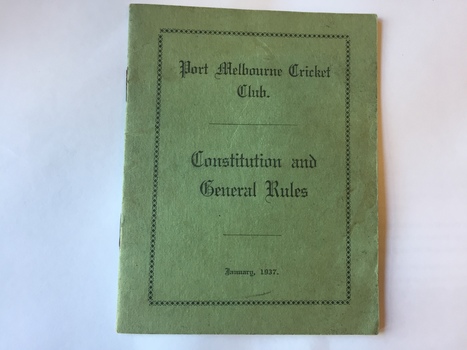 3894 - Port Melbourne Cricket Club Costitution and General Rules.  January 1937