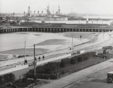Photograph - USS Battleships & Port Melbourne Foreshore view, 1925