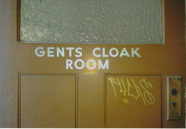 Photograph - Gents cloak room, first floor, Administration Building, J Kitchen & Sons, Port Melbourne, Lionel Layfield, 2014 - 2015