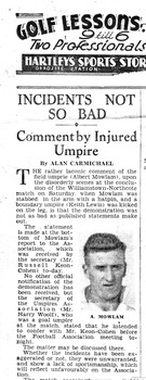 Newspaper article with a photo graph of a mans head